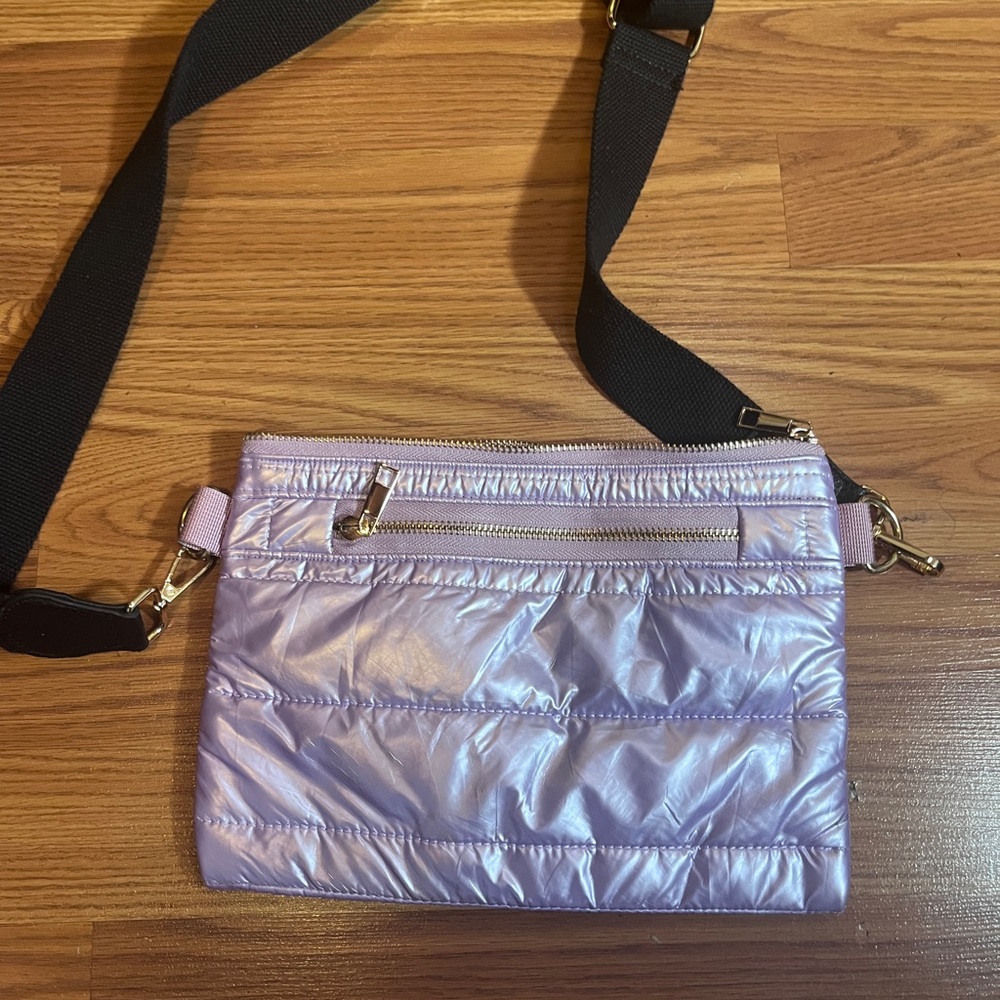 Sophie Crossbody Handbag Wristlet Purple Puffy Adjustable Strap